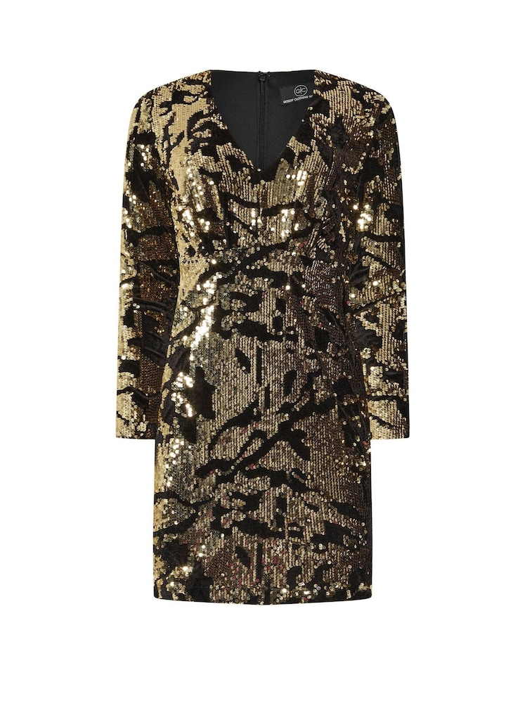 Star by Julien MacDonald Gold Abstract Sequin Mini Dress - Image 14 of 14