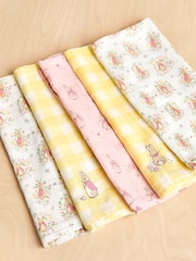 JoJo Maman Bébé 5-Pack Flopsy Bunny Embroidered Muslins - Image 1 of 5