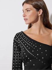 Star by Julien MacDonald Black Eyelet Detail Cold Shoulder Top - Image 5 of 6