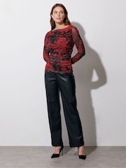 Star by Julien MacDonald Red Paisley Mesh Top - Image 2 of 6