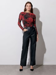 Star by Julien MacDonald Red Paisley Mesh Top - Image 3 of 6