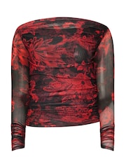 Star by Julien MacDonald Red Paisley Mesh Top - Image 6 of 6