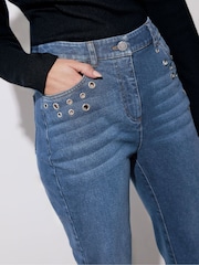 Star by Julien MacDonald Blue Eyelet Trim Boyfriend Jeans - Image 4 of 6