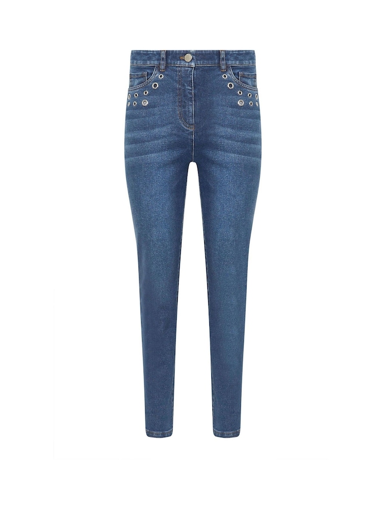 Star by Julien MacDonald Blue Eyelet Trim Boyfriend Jeans - Image 6 of 6