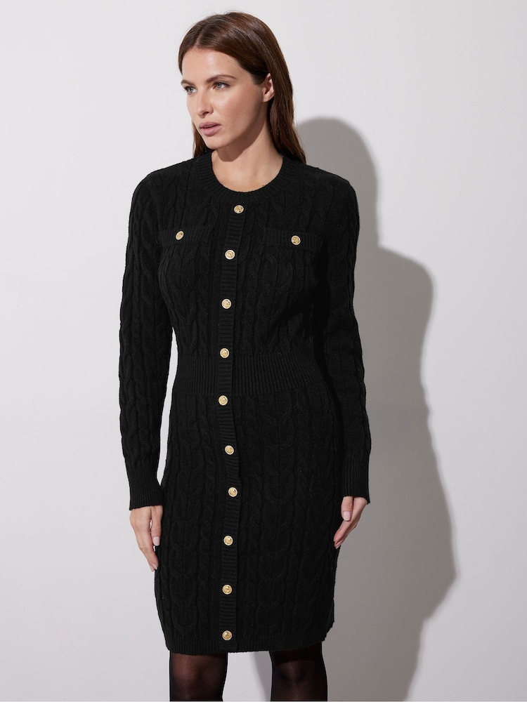 Rochie tricotată cu nasturi și model de cablu Star by Julien MacDonald - Image 3 of 6