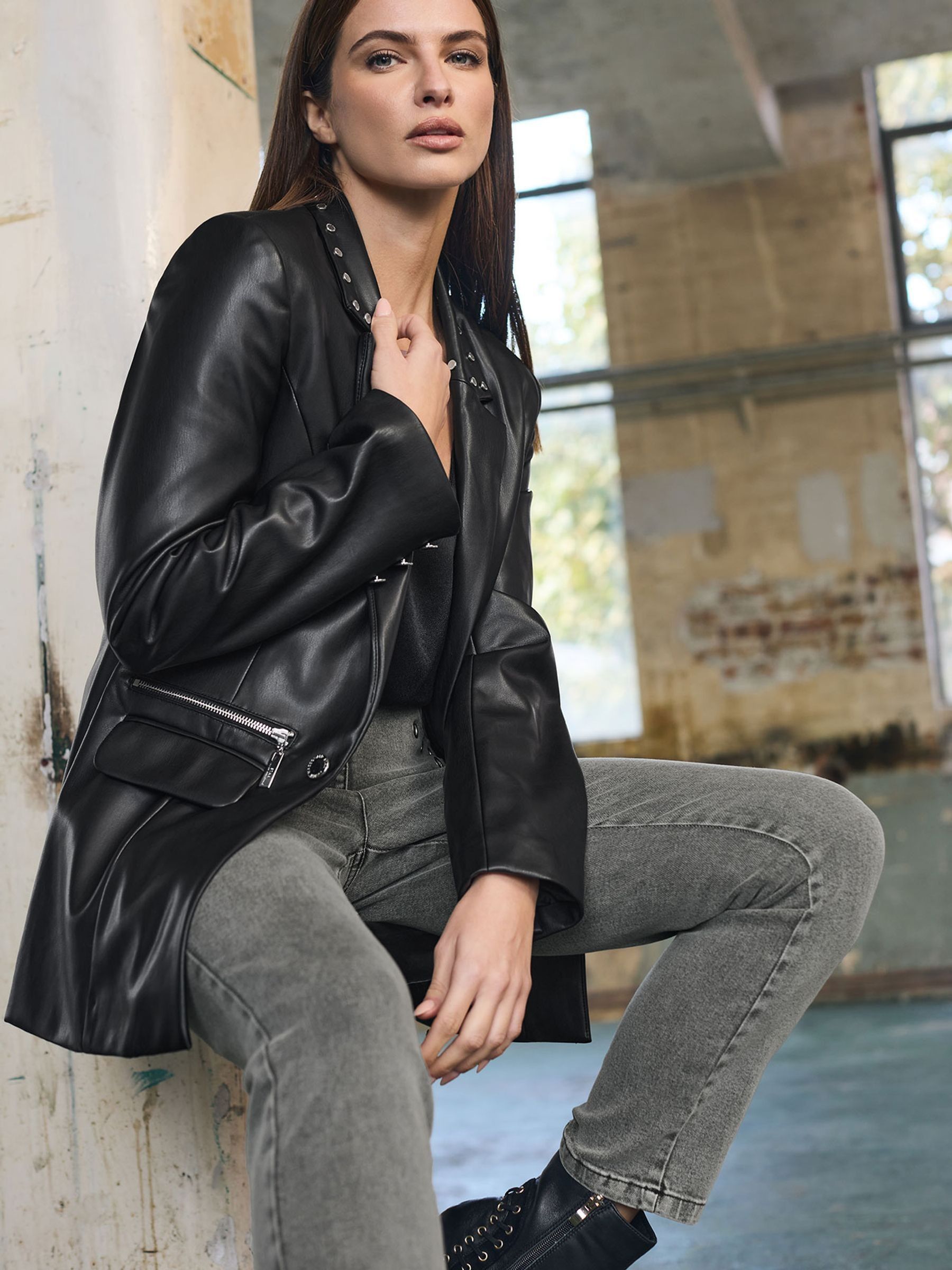 Buy Star by Julien MacDonald Black PU Studded Collar Jacket from