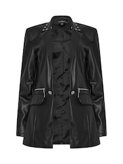 Star by Julien MacDonald Black PU Studded Collar Jacket - Image 6 of 6