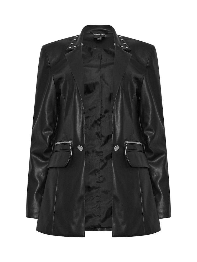 Star by Julien MacDonald Black PU Studded Collar Jacket - Image 6 of 6
