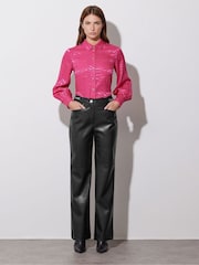Star by Julien MacDonald Pink Animal Satin Jacquard Shirt - Image 1 of 6