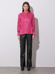 Star by Julien MacDonald Pink Animal Satin Jacquard Shirt - Image 2 of 6