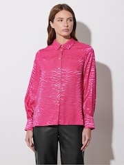 Star by Julien MacDonald Pink Animal Satin Jacquard Shirt - Image 3 of 6