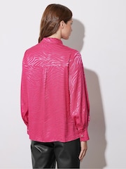 Star by Julien MacDonald Pink Animal Satin Jacquard Shirt - Image 4 of 6