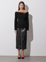 Star by Julien MacDonald Black Bardot Metal Trim Jumper - Image 2 of 6