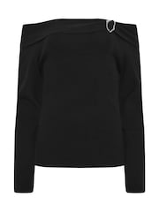Star by Julien MacDonald Black Bardot Metal Trim Jumper - Image 6 of 6
