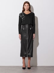Star by Julien MacDonald Black Eyelet Detail Top - Image 1 of 5