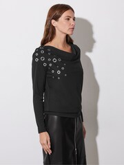 Star by Julien MacDonald Black Eyelet Detail Top - Image 3 of 5