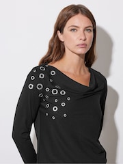 Star by Julien MacDonald Black Eyelet Detail Top - Image 4 of 5