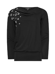 Star by Julien MacDonald Black Eyelet Detail Top - Image 5 of 5
