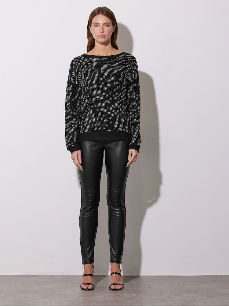 Star by Julien MacDonald Black Animal Diamante Jumper - Image 1 of 6