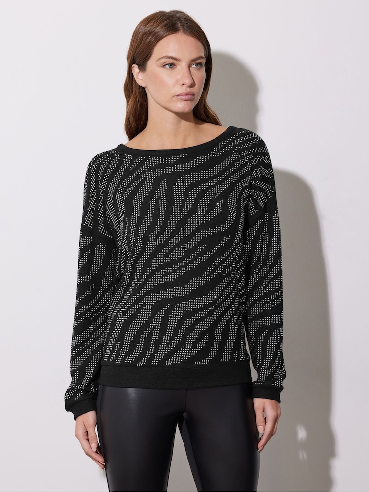 Star by Julien MacDonald Black Animal Diamante Jumper - Image 3 of 6