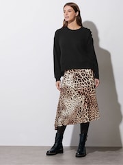 Star by Julien MacDonald Brown 2-in-1 Leopard Print Midi Dress - Image 2 of 6