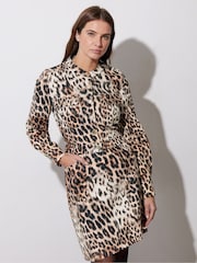 Star by Julien MacDonald Beige Brown Denim Leopard Print Dress - Image 2 of 5
