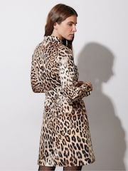 Star by Julien MacDonald Beige Brown Denim Leopard Print Dress - Image 3 of 5