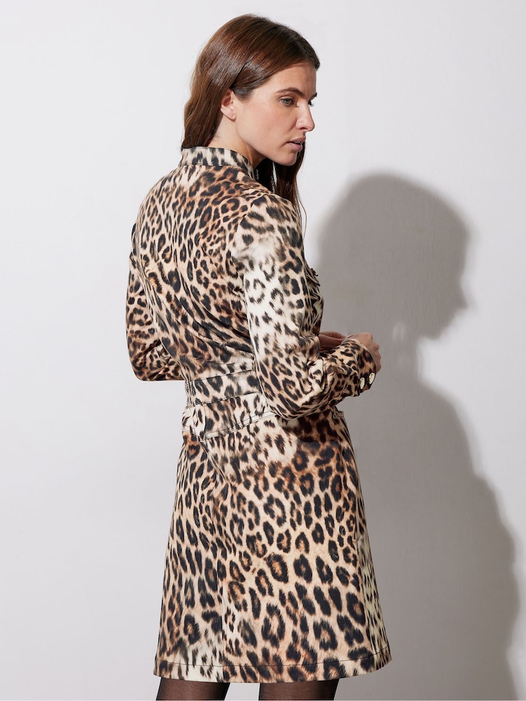 Star by Julien MacDonald Beige Brown Denim Leopard Print Dress - Image 3 of 5