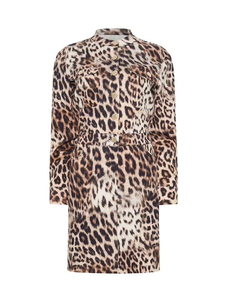 Star by Julien MacDonald Beige Brown Denim Leopard Print Dress - Image 5 of 5