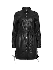 Star by Julien MacDonald Black PU Eyelet Detail Tunic Dress - Image 6 of 6