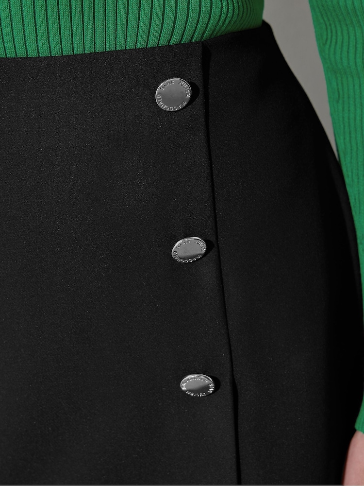 Star by Julien MacDonald Black Button Detail Wrap Skirt - Image 5 of 6