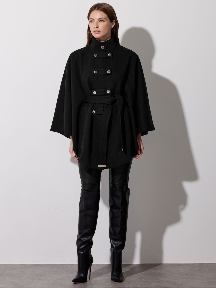 Star by Julien MacDonald Black Detail Military Cape Poncho - Image 1 of 5