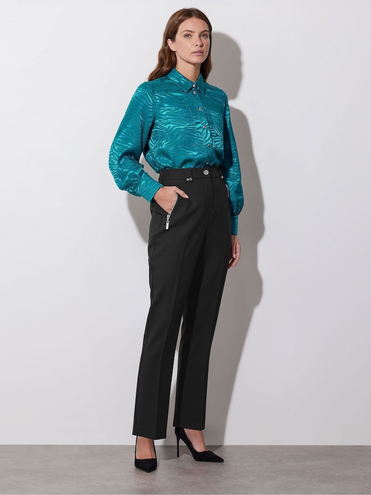 Star by Julien MacDonald Blue Animal Satin Jacquard Shirt - Image 1 of 6