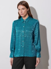 Star by Julien MacDonald Blue Animal Satin Jacquard Shirt - Image 2 of 6