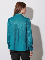 Star by Julien MacDonald Blue Animal Satin Jacquard Shirt - Image 3 of 6