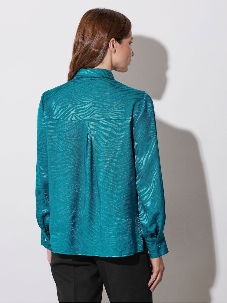 Star by Julien MacDonald Blue Animal Satin Jacquard Shirt - Image 3 of 6