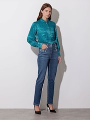 Star by Julien MacDonald Blue Animal Satin Jacquard Shirt - Image 5 of 6