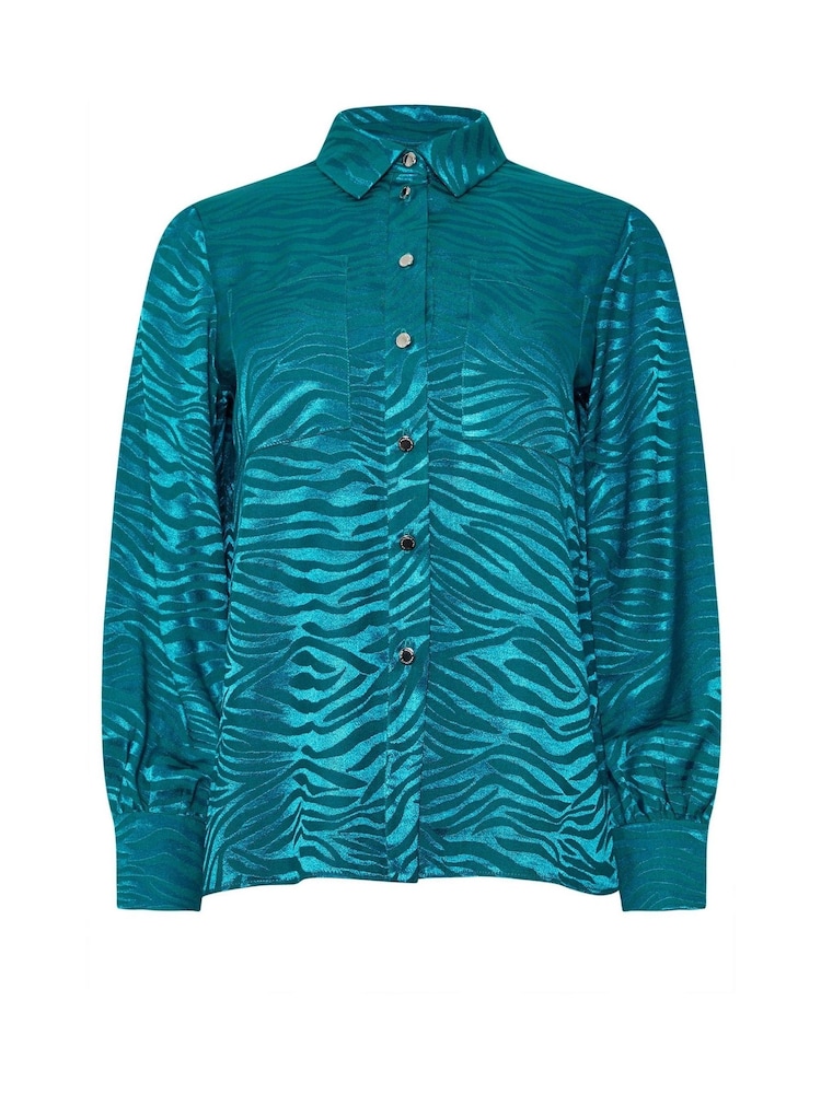 Star by Julien MacDonald Blue Animal Satin Jacquard Shirt - Image 6 of 6