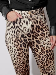 Star by Julien MacDonald Beige Brown Denim Leopard Straight Leg Jeans - Image 4 of 6