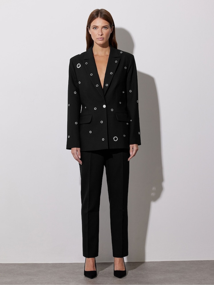 Star by Julien MacDonald Black Eyelet Blazer Jacket - Image 4 of 6