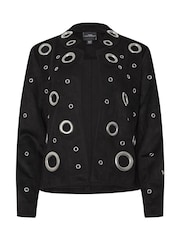 Star by Julien MacDonald Black Eyelet Detail Waterfall Jacket - Image 6 of 6