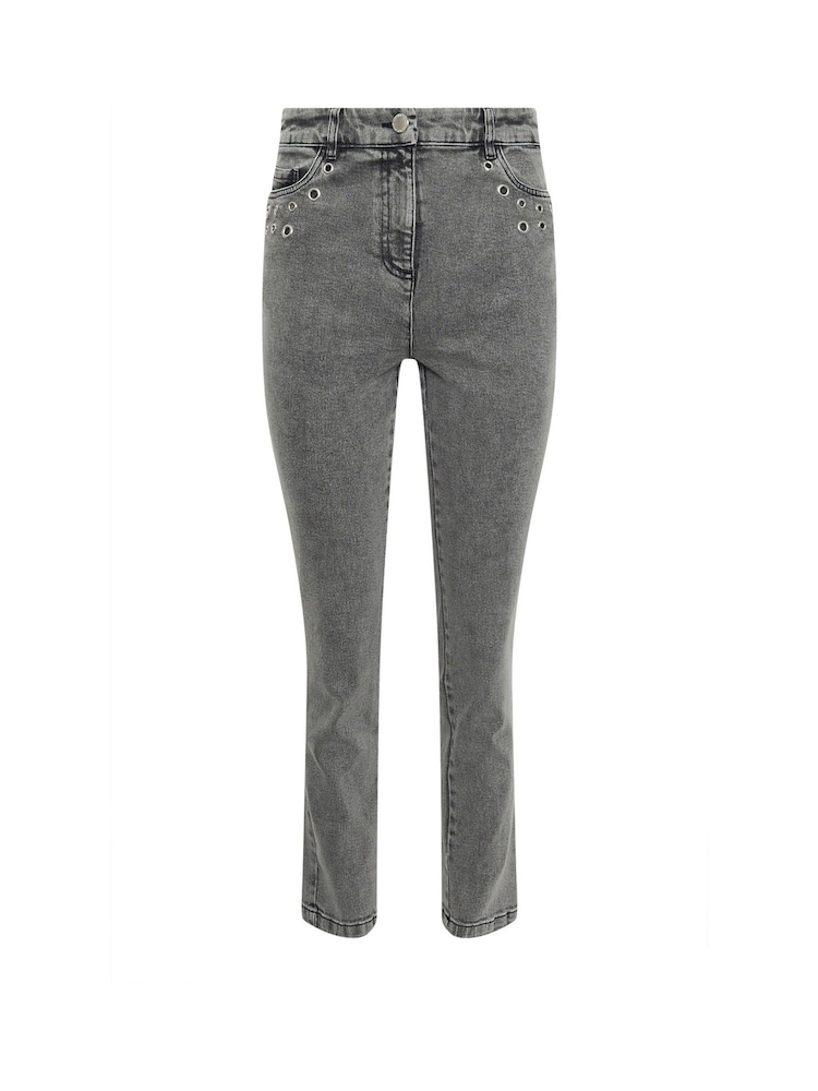 Star by Julien MacDonald Grey Eyelet Trim Boyfriend Jeans - Image 6 of 6