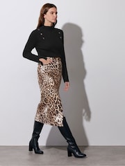 Star by Julien MacDonald Natural Animal Denim Midi Skirt - Image 1 of 6