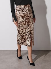 Star by Julien MacDonald Natural Animal Denim Midi Skirt - Image 2 of 6