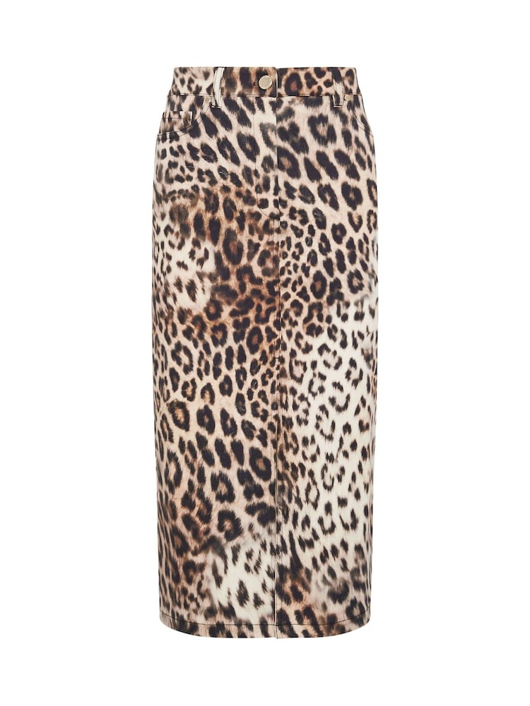 Star by Julien MacDonald Natural Animal Denim Midi Skirt - Image 6 of 6 Star by Julien MacDonald Natural Animal Denim Midi Skirt - Image 6 of 6