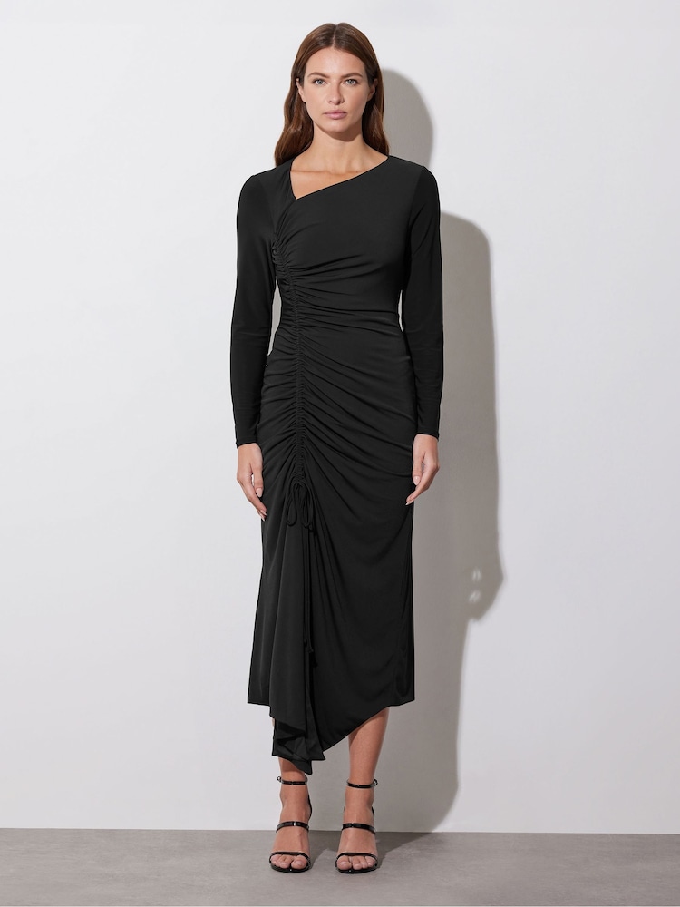 Черный - Star by Julien MacDonald Asymetric Ruched Dress - Image 1 of 6