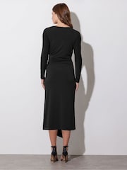 Черный - Star by Julien MacDonald Asymetric Ruched Dress - Image 2 of 6