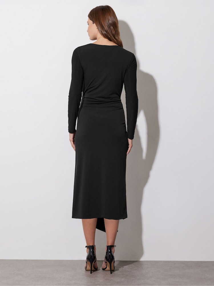 Черный - Star by Julien MacDonald Asymetric Ruched Dress - Image 2 of 6
