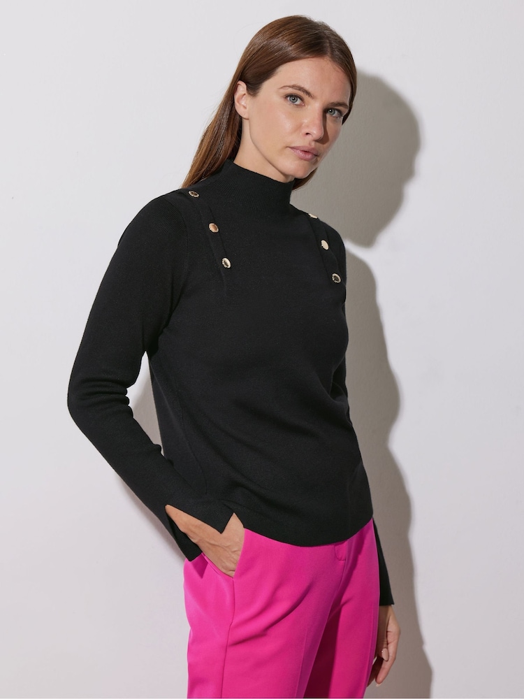 Star by Julien MacDonald Black Button Detail Knitted Jumper - Image 1 of 6