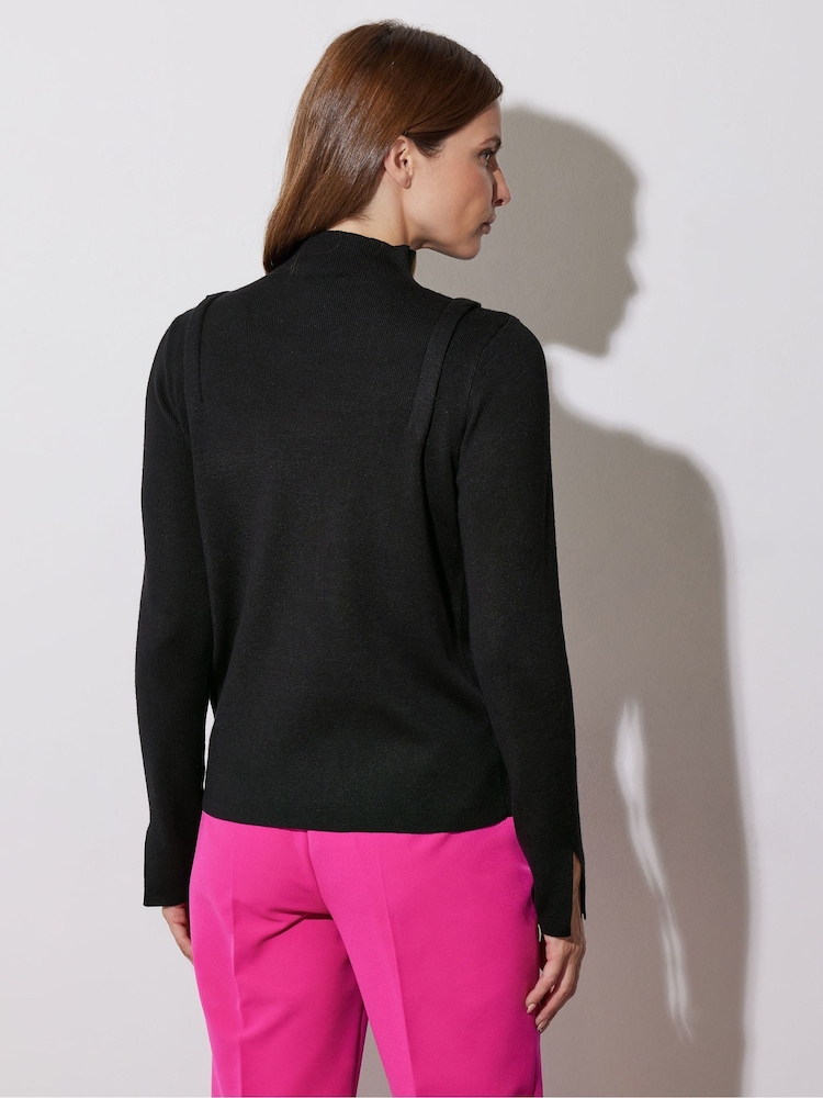 Star by Julien MacDonald Black Button Detail Knitted Jumper - Image 2 of 6